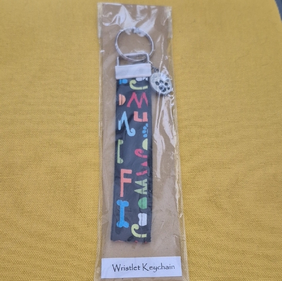 Handmade Accessories - Wristlet Keychain with Colorful Alphabet Print - Black